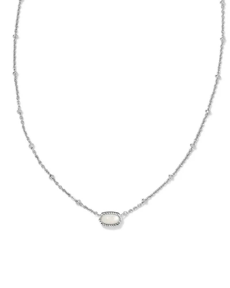 Kendra Scott |  Mini Elisa Silver Satellite Short Pendant Necklace in Ivory Mother of Pearl - bestdisneylandrvpark