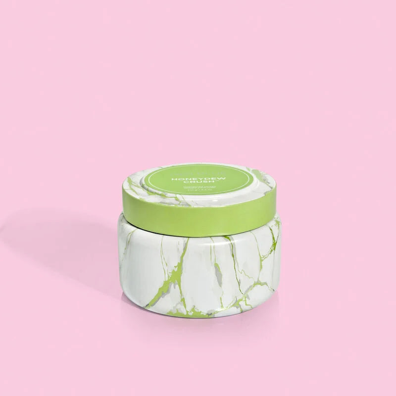 Capri Blue | 8.5 oz. Modern Marble Travel Tin Candle in Limelight | Honeydew Crush - bestdisneylandrvpark