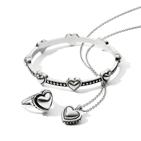 Brighton | Pretty Tough Bold Heart Petite Necklace in Silver Tone - bestdisneylandrvpark