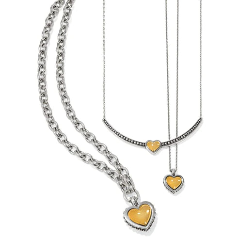 Brighton | Pretty Tough Bold Two Tone Heart Petite Necklace - bestdisneylandrvpark