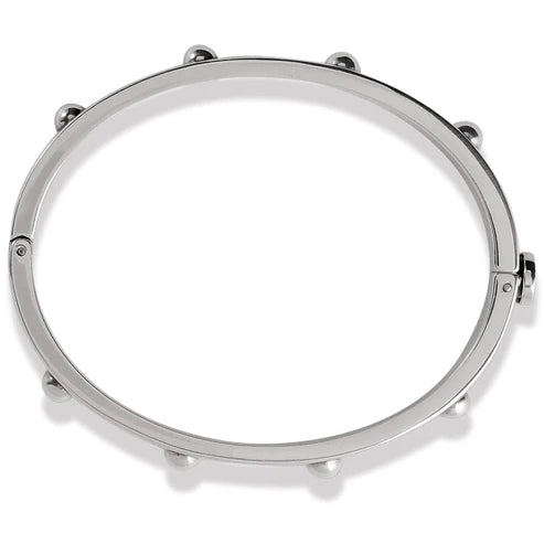 Brighton | Pretty Tough Groove Hinged Bangle Bracelet in Silver Tone - bestdisneylandrvpark