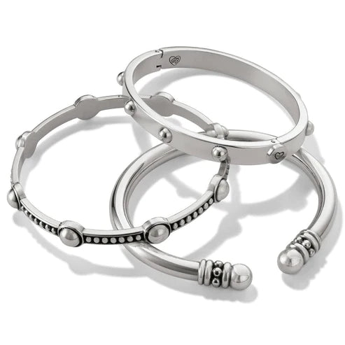 Brighton | Pretty Tough Groove Hinged Bangle Bracelet in Silver Tone - bestdisneylandrvpark