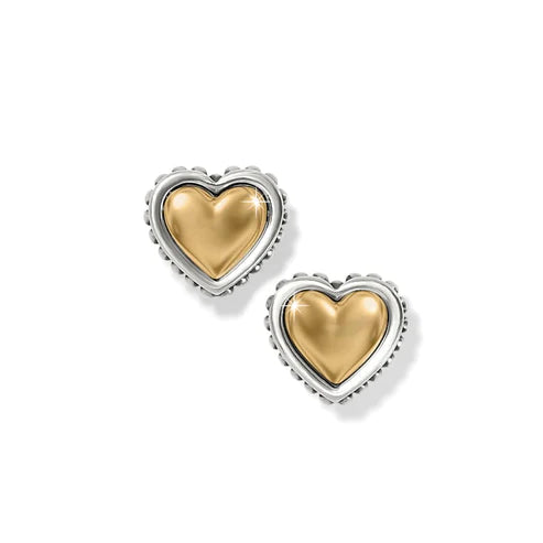 Brighton | Pretty Tough Petite Heart Post Earrings in Silver and Gold Tone - bestdisneylandrvpark