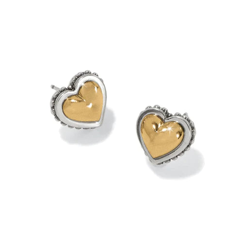 Brighton | Pretty Tough Petite Heart Post Earrings in Silver and Gold Tone - bestdisneylandrvpark