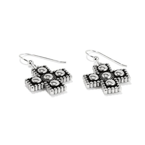 Brighton | Pretty Tough Small Cross Drop Earrings in Silver Tone - bestdisneylandrvpark