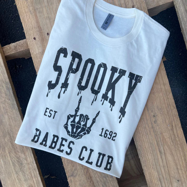 Online Exclusive | Spooky Babes Club Short Sleeve Graphic Tee in White - bestdisneylandrvpark