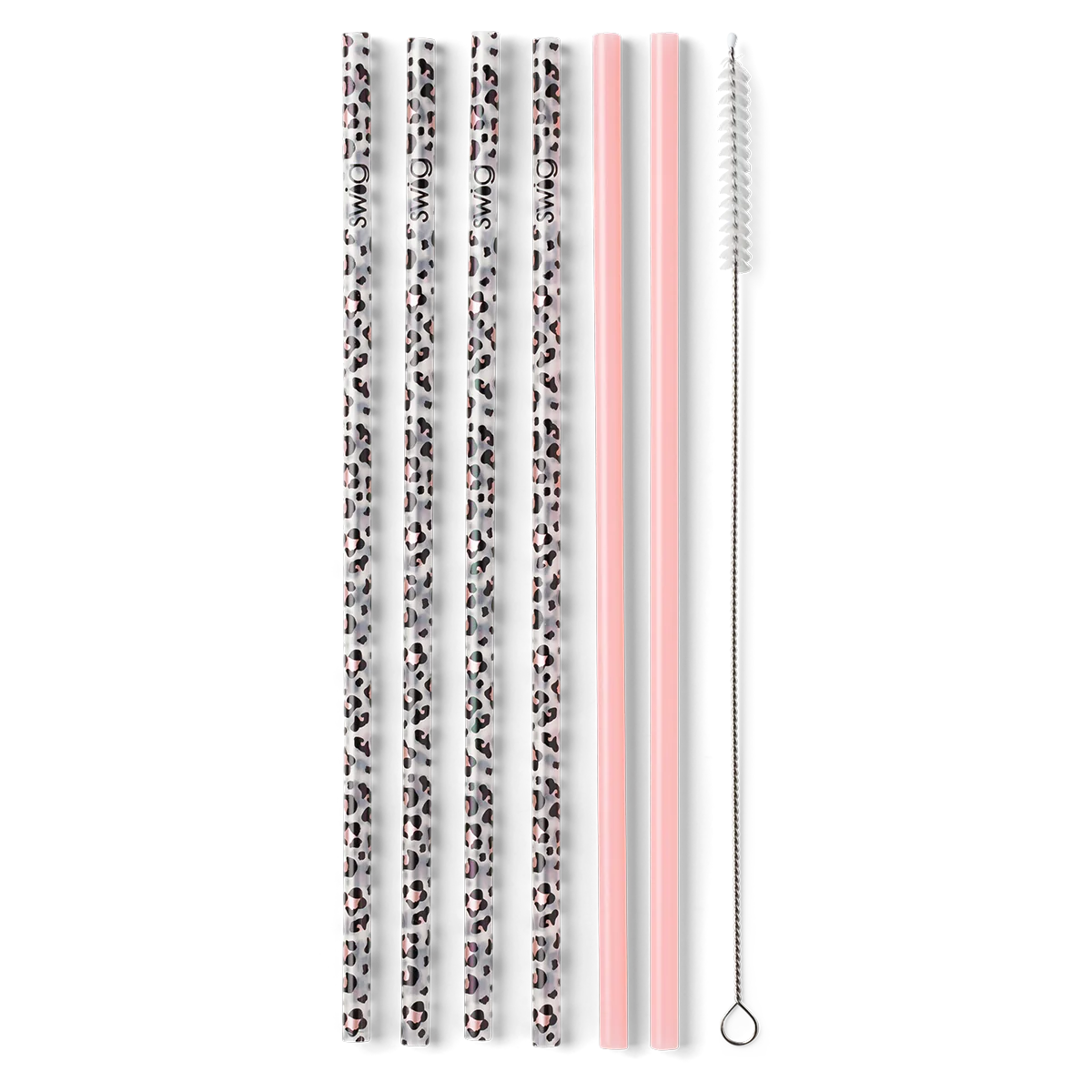 Swig | Luxy Leopard + Blush  Reusable Straw Set - bestdisneylandrvpark