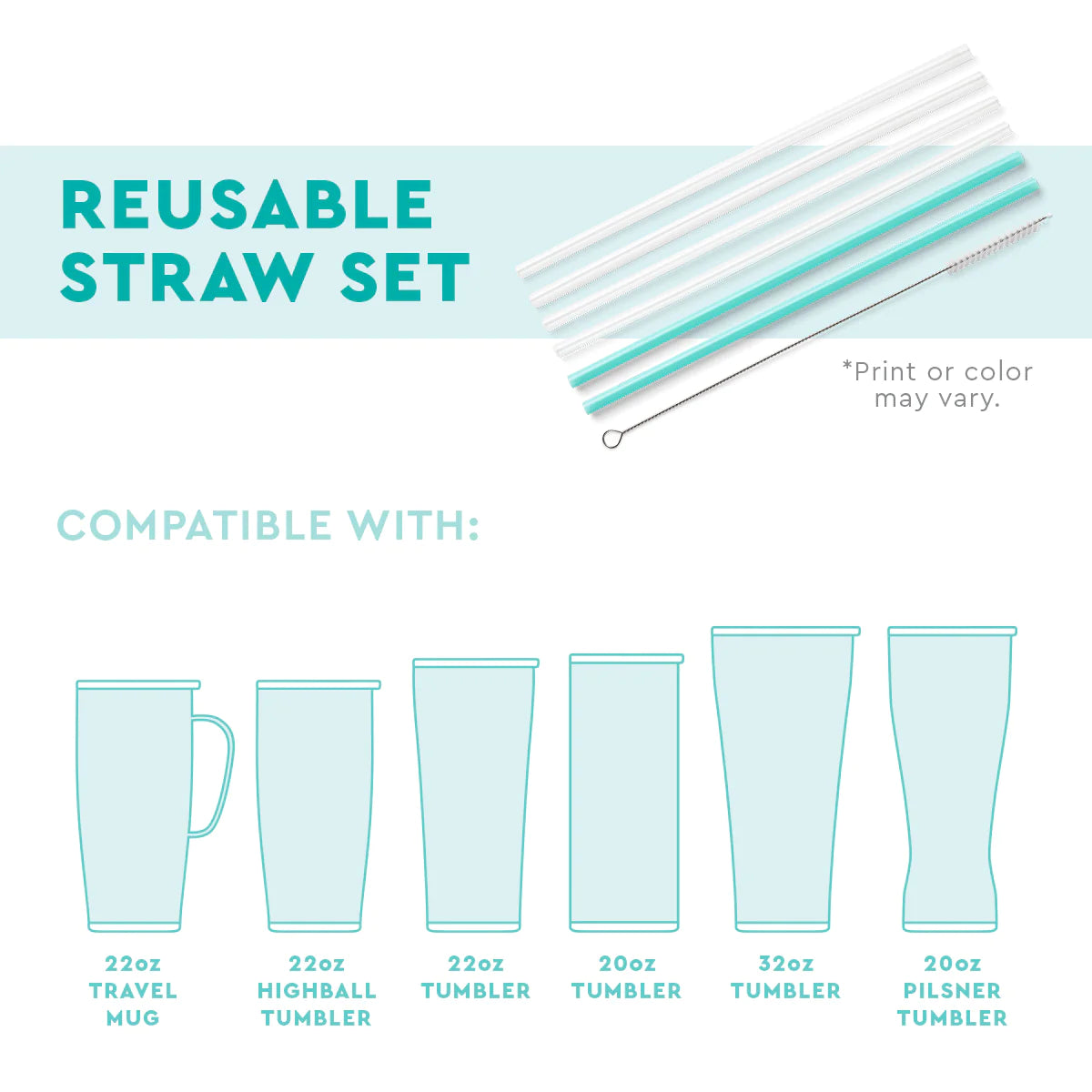 Swig | Cloud Nine Glitter Reusable Straw Set - bestdisneylandrvpark