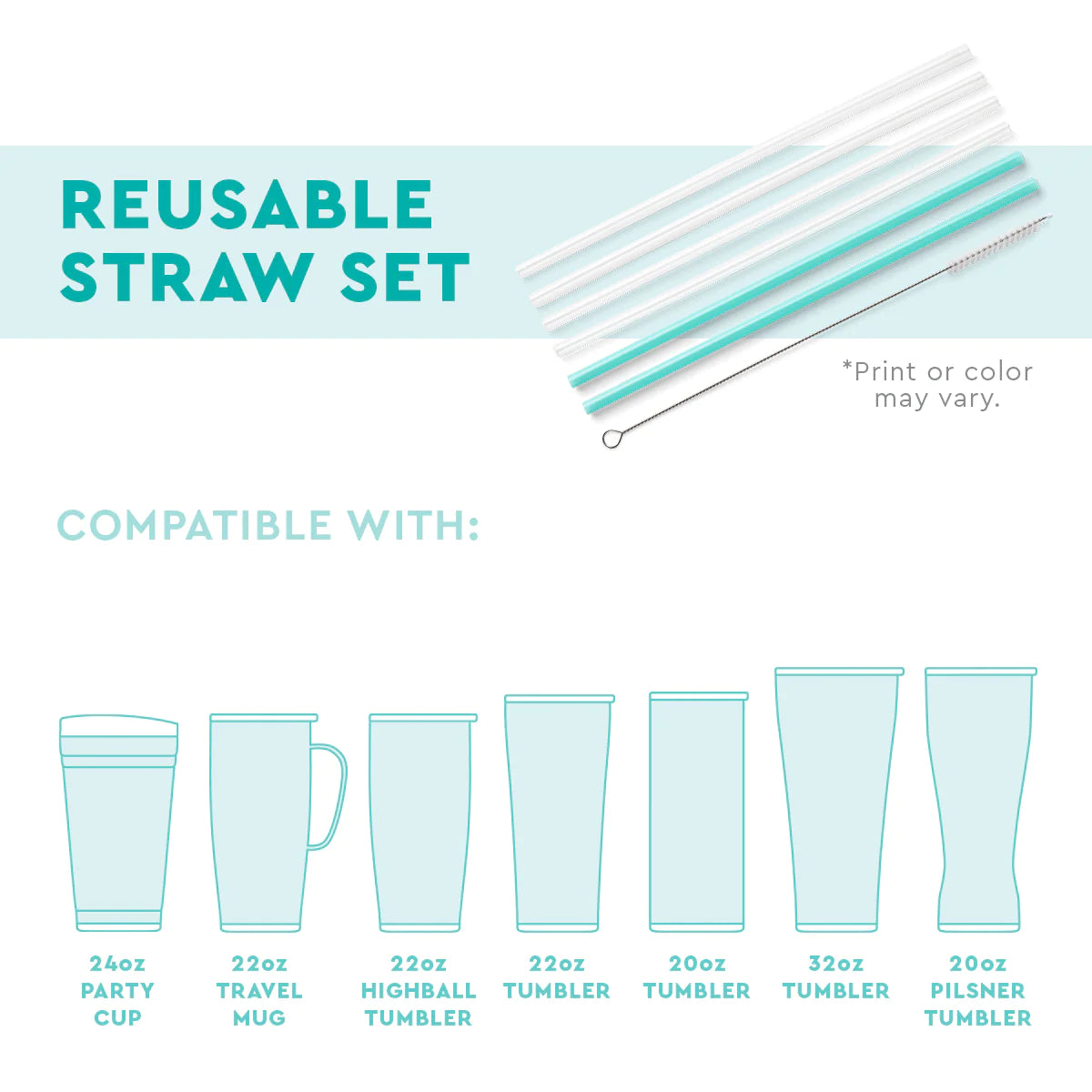 Swig | Falling In Love + Pink Reusable Straw Set - bestdisneylandrvpark