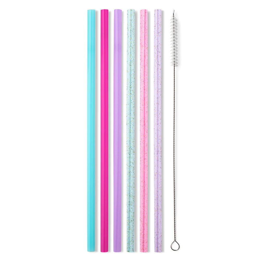 Swig | Cloud Nine Glitter Reusable Straw Set - bestdisneylandrvpark