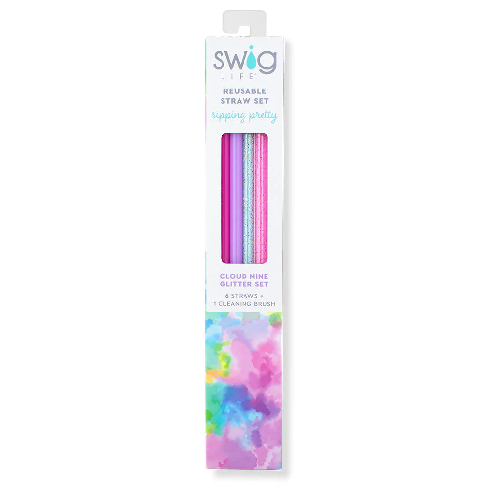 Swig | Cloud Nine Glitter Reusable Straw Set - bestdisneylandrvpark