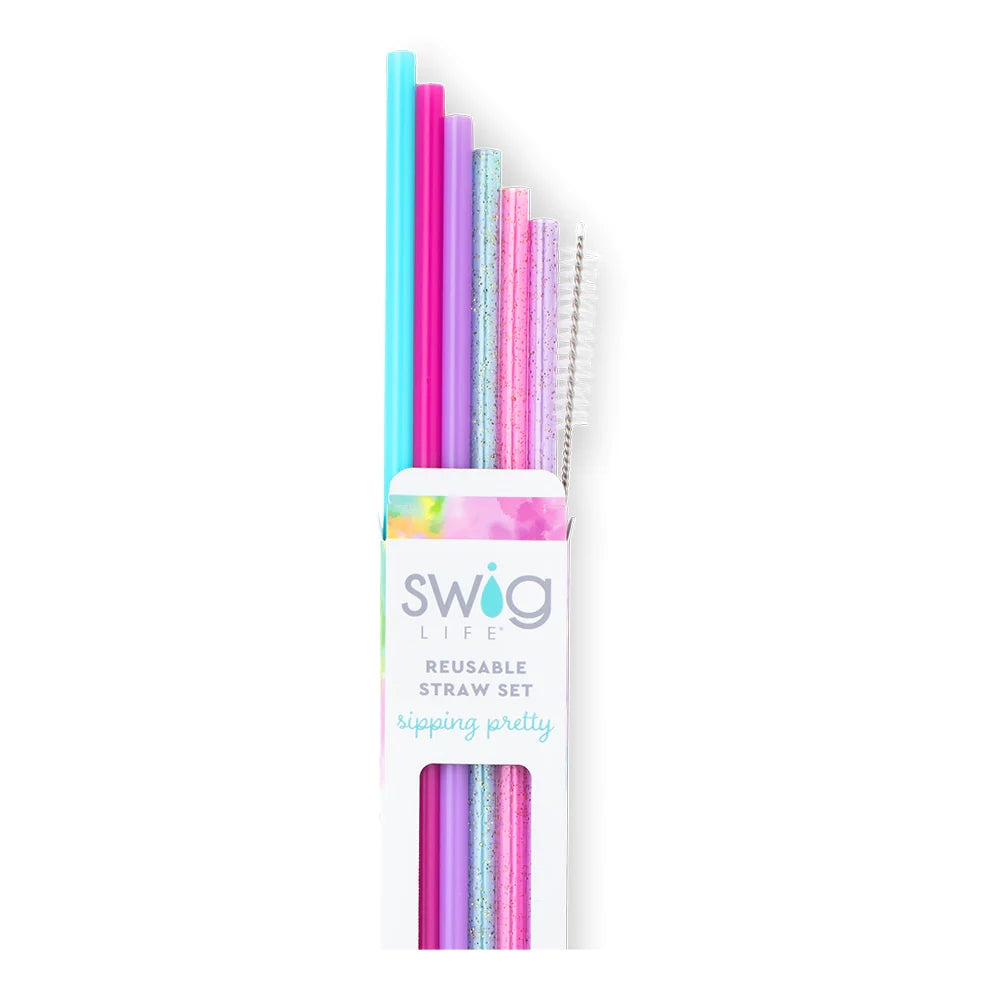 Swig | Cloud Nine Glitter Reusable Straw Set - bestdisneylandrvpark