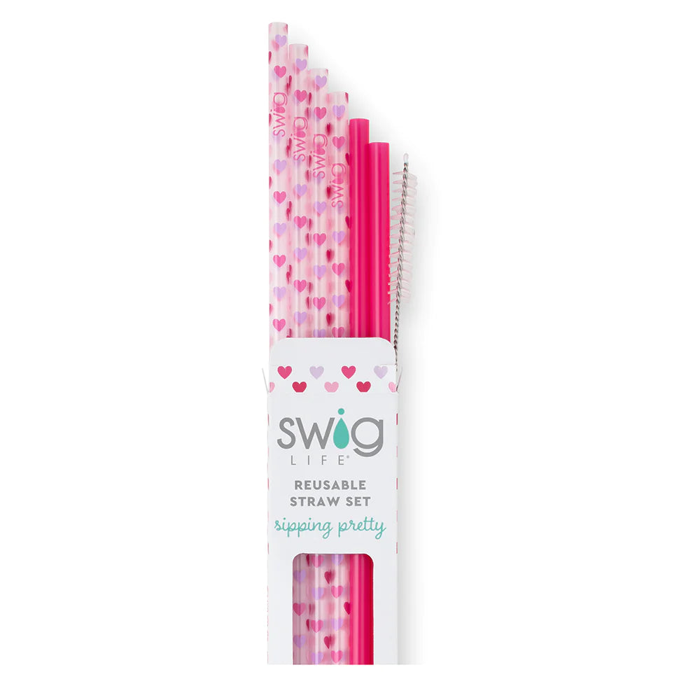 Swig | Falling In Love + Pink Reusable Straw Set - bestdisneylandrvpark