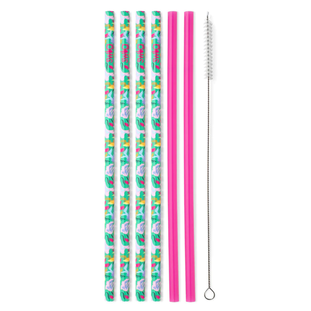 Swig | Paradise + Hot Pink Reusable Straw Set - bestdisneylandrvpark