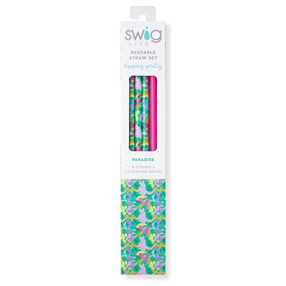 Swig | Paradise + Hot Pink Reusable Straw Set - bestdisneylandrvpark