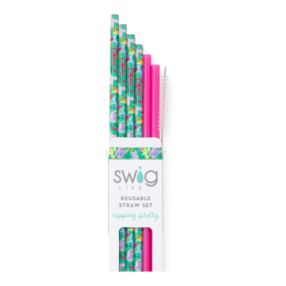 Swig | Paradise + Hot Pink Reusable Straw Set - bestdisneylandrvpark