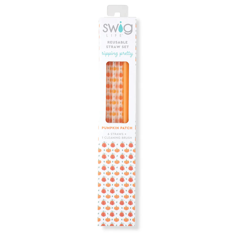 Swig | Pumpkin Patch Pumpkin + Orange Reusable Straw Set