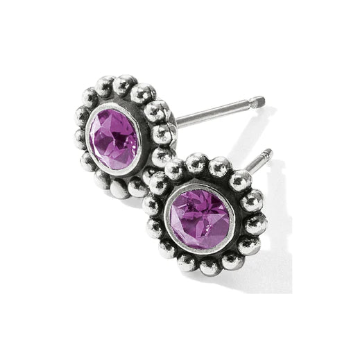 Brighton | Silver Tone Twinkle Mini Post Earrings in Amethyst - bestdisneylandrvpark