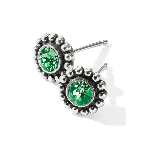 Brighton | Silver Tone Twinkle Mini Post Earrings in Peridot - bestdisneylandrvpark