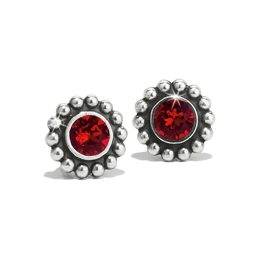 Brighton | Silver Tone Twinkle Mini Post Earrings in Ruby - bestdisneylandrvpark