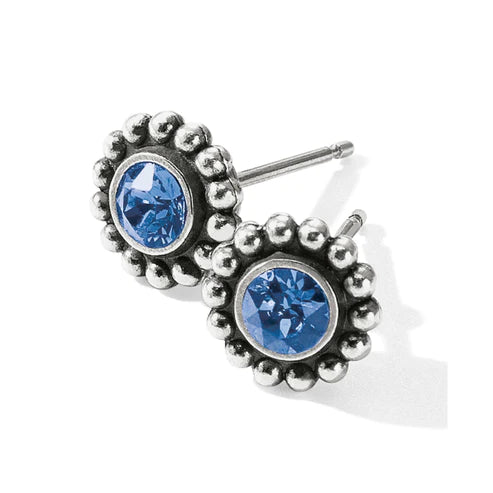 Brighton | Silver Tone Twinkle Mini Post Earrings in Sapphire - bestdisneylandrvpark