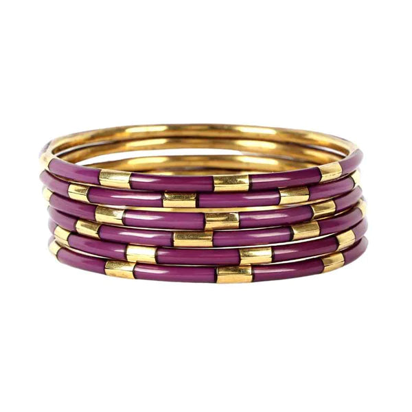 BuDhaGirl | Set of Six | Veda Bangles in Amethyst - bestdisneylandrvpark