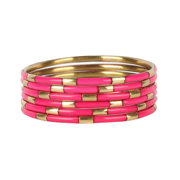 BuDhaGirl | Set of Six | Veda Bangles in Pink - bestdisneylandrvpark