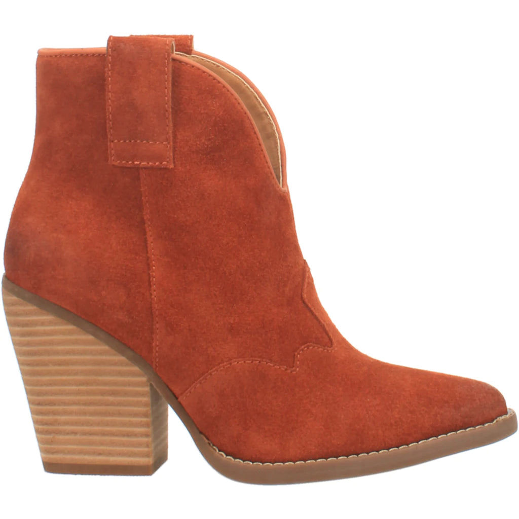 Online Exclusive | Dingo | Flannie Suede Leather Cowboy Bootie in Rust Red **PREORDER - bestdisneylandrvpark