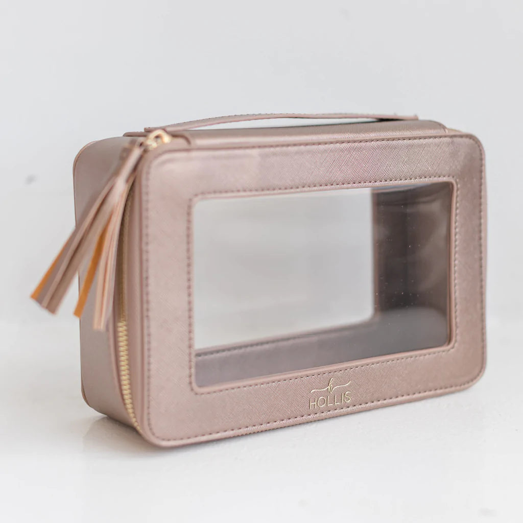 Hollis | Clear Toiletry Bag in Metallic Mocha - bestdisneylandrvpark