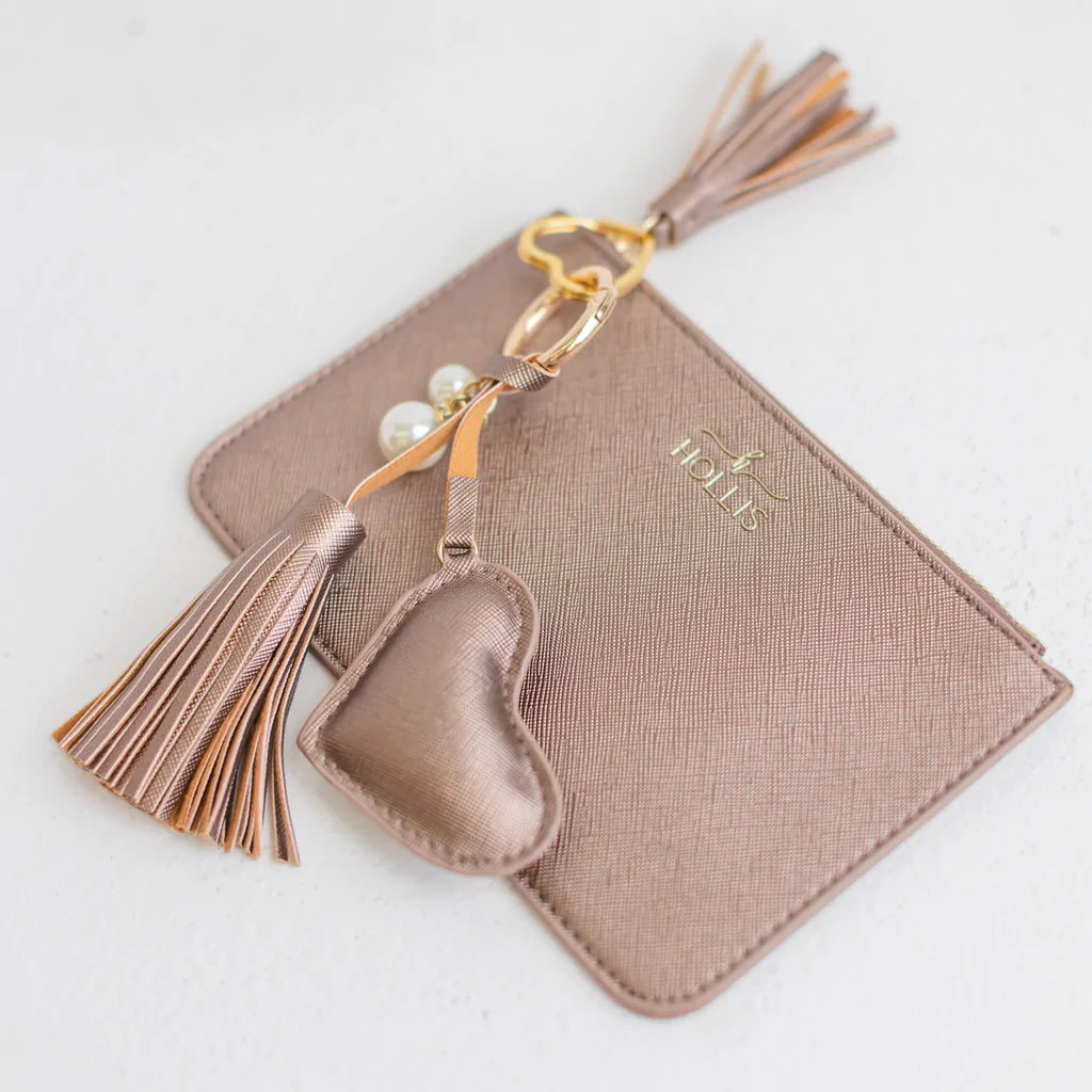 Hollis | Keychain Coin Pouch in Metallic Mocha - bestdisneylandrvpark