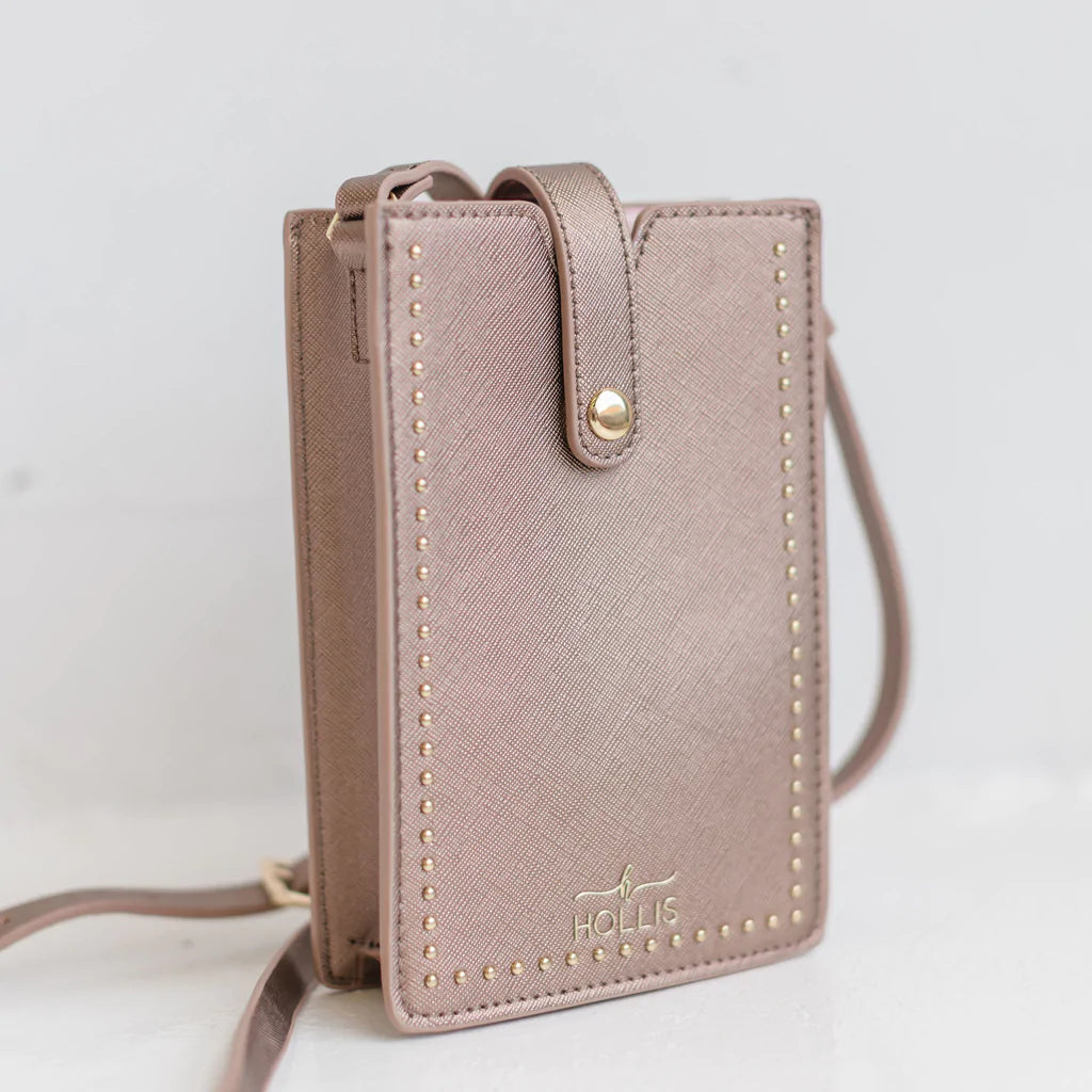 Hollis | Call You Later Crossbody Purse in Metallic Mocha - bestdisneylandrvpark