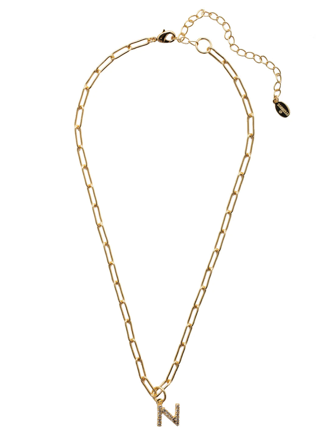 Sorrelli | Initial Pendant Necklace in Bright Gold Tone and Crystal - bestdisneylandrvpark