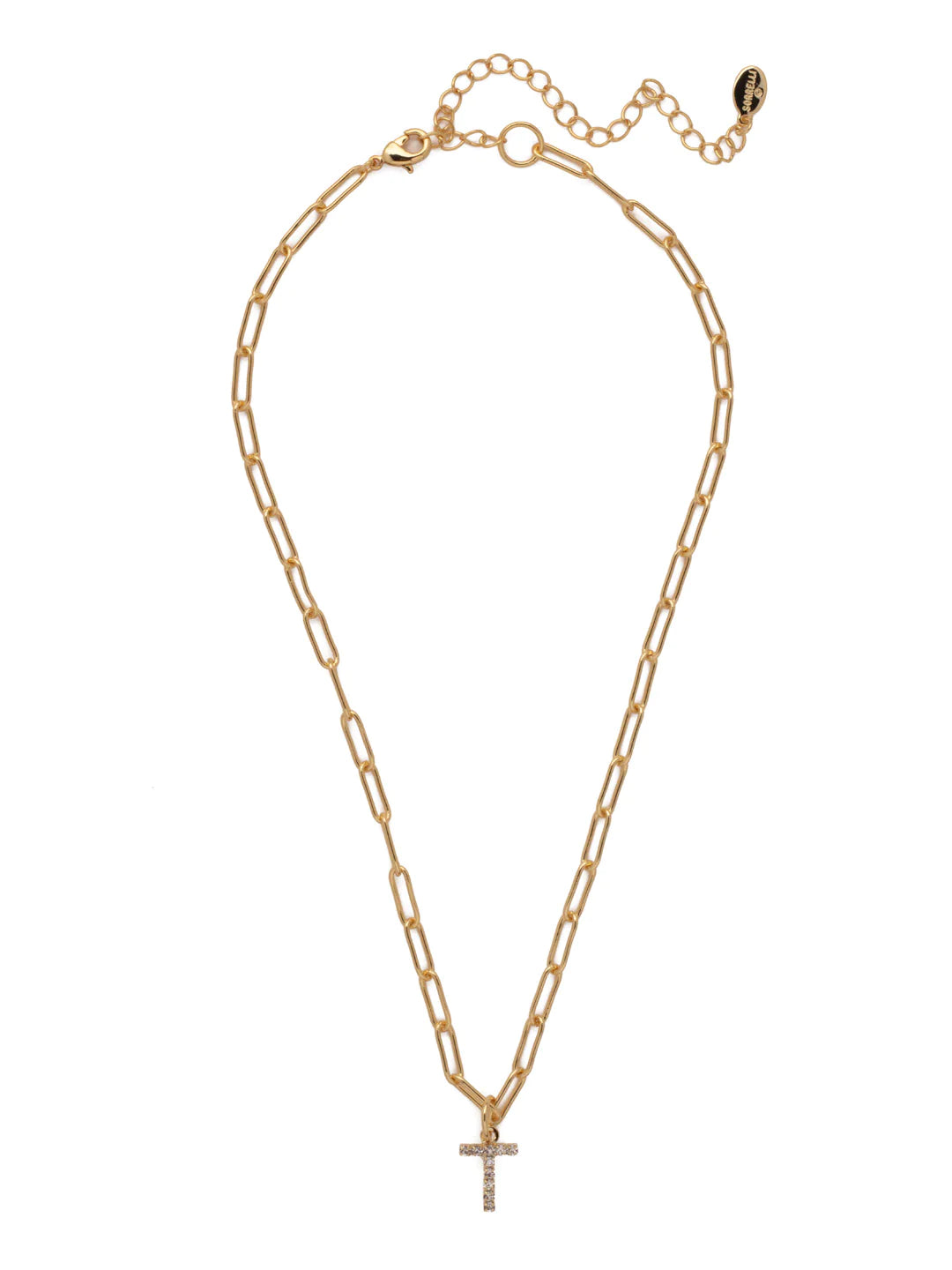 Sorrelli | Initial Pendant Necklace in Bright Gold Tone and Crystal - bestdisneylandrvpark