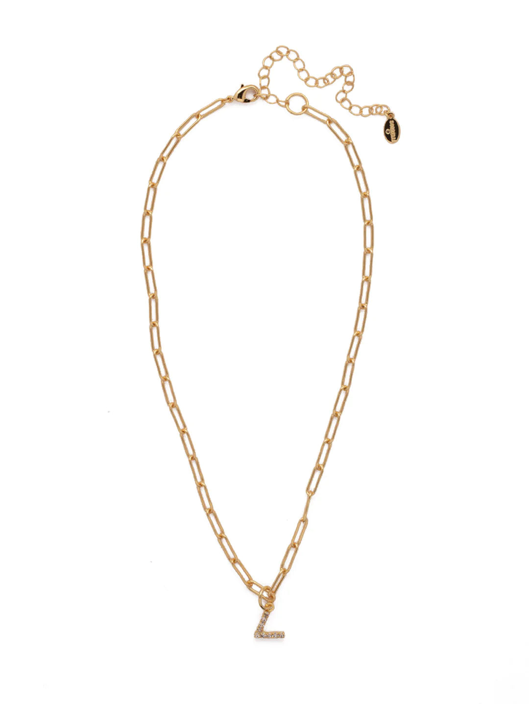 Sorrelli | Initial Pendant Necklace in Bright Gold Tone and Crystal - bestdisneylandrvpark