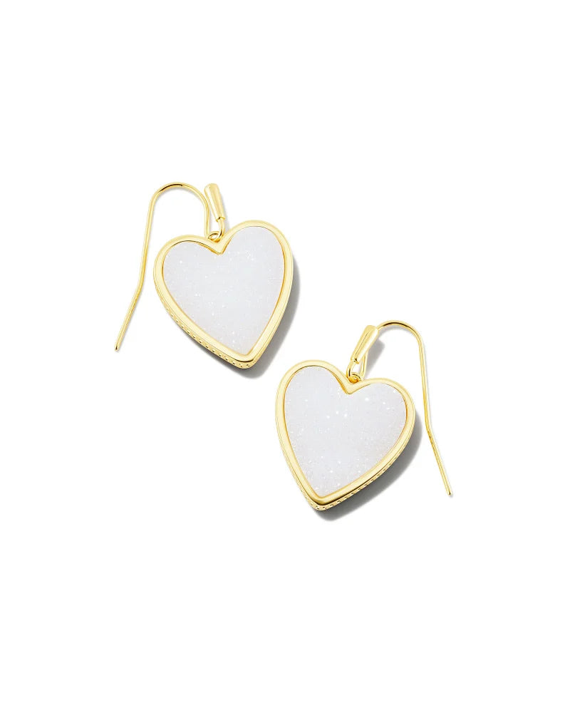 Kendra Scott | Heart Gold Drop Earrings in Iridescent Drusy - bestdisneylandrvpark