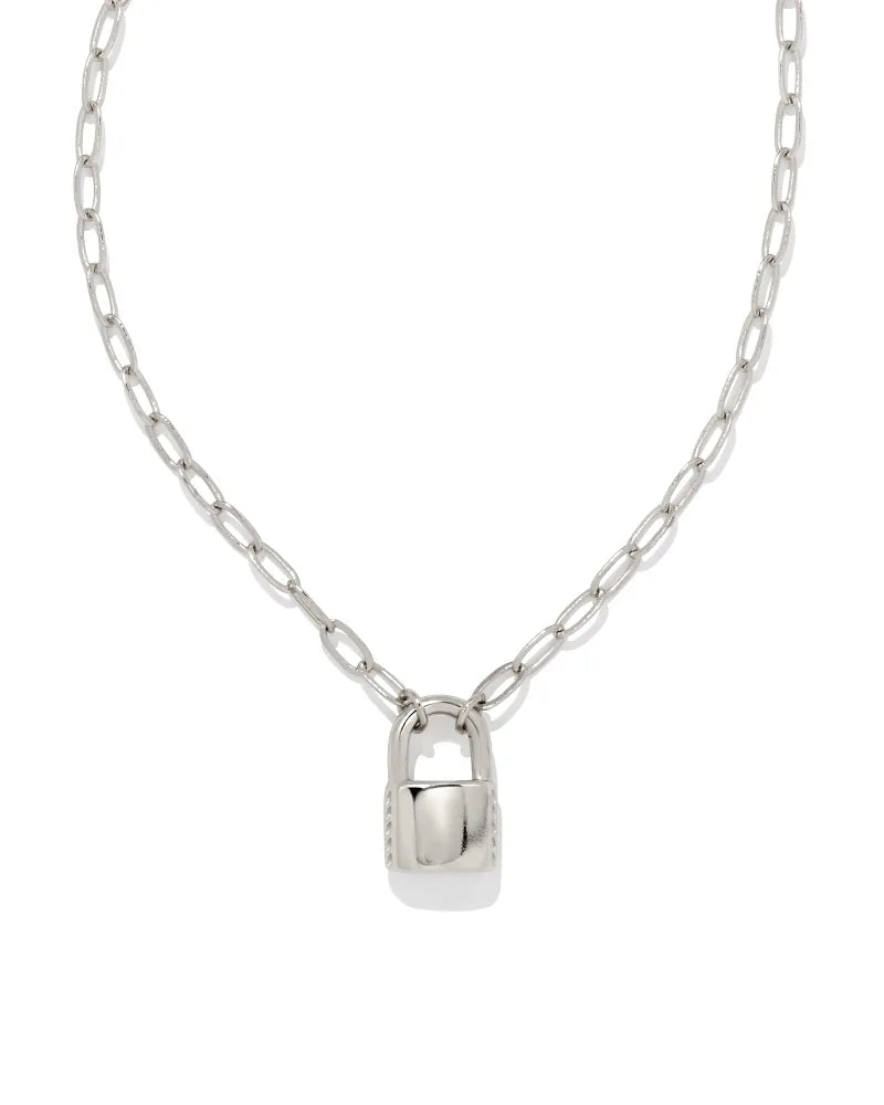 Kendra Scott | Jess Small Lock Chain Necklace in Silver - bestdisneylandrvpark