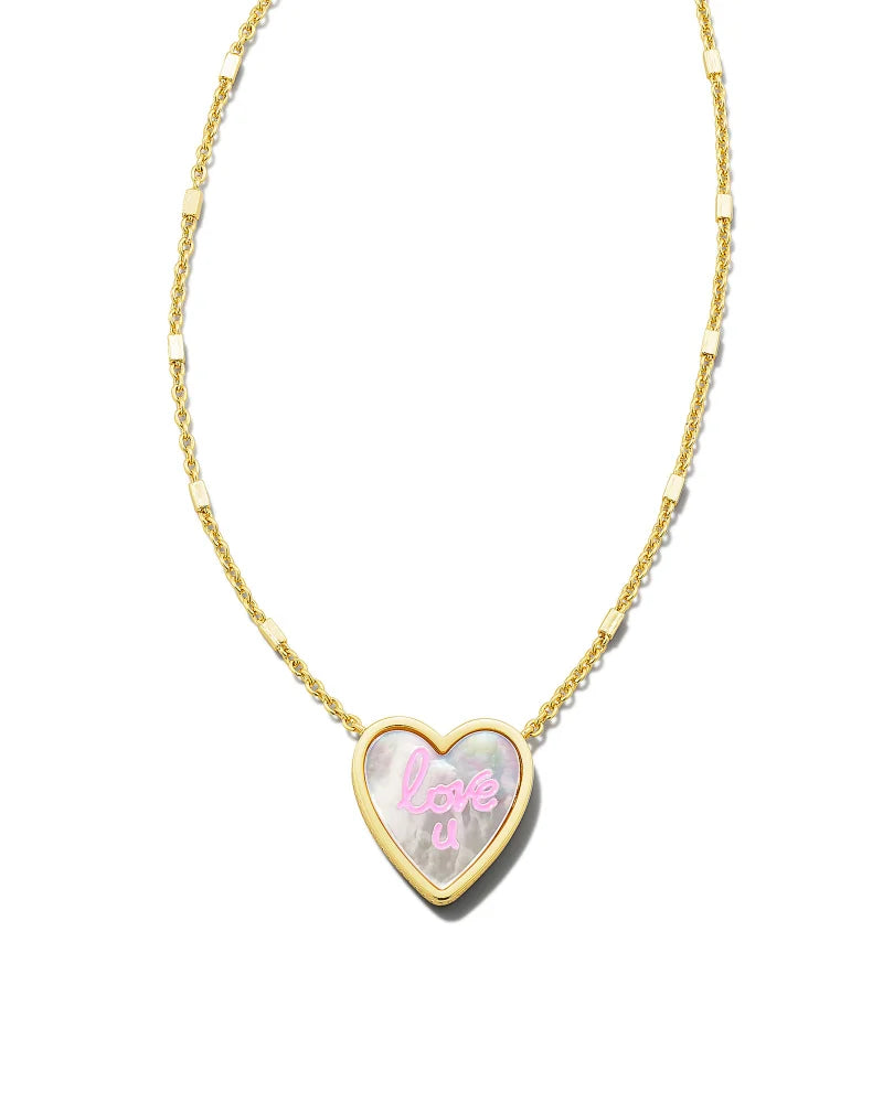 Kendra Scott | Love U Heart Gold Pendant Necklace in Ivory Mother-of-Pearl - bestdisneylandrvpark