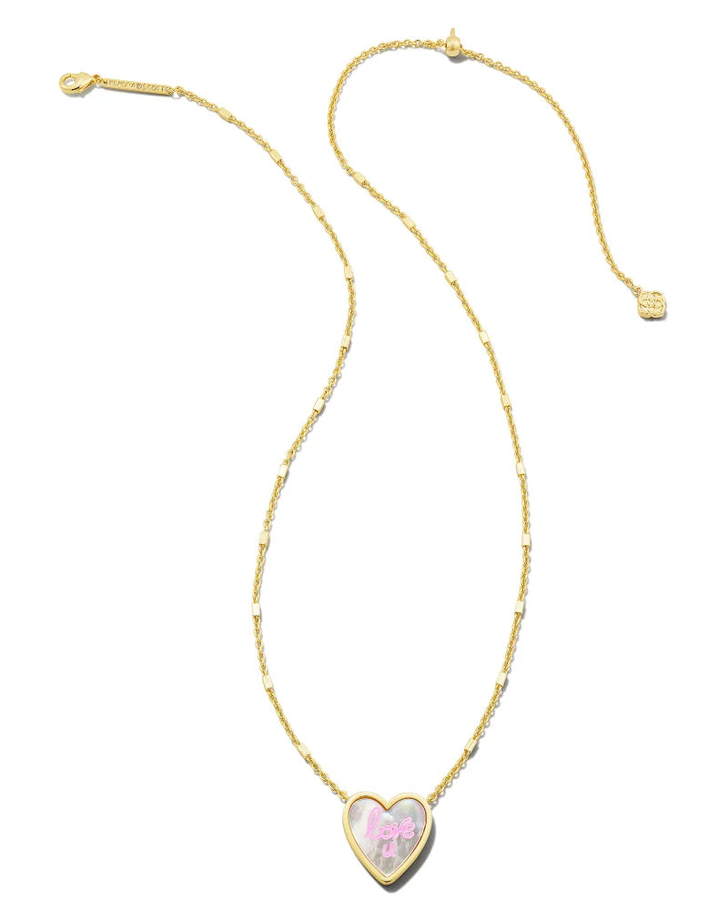 Kendra Scott | Love U Heart Gold Pendant Necklace in Ivory Mother-of-Pearl - bestdisneylandrvpark